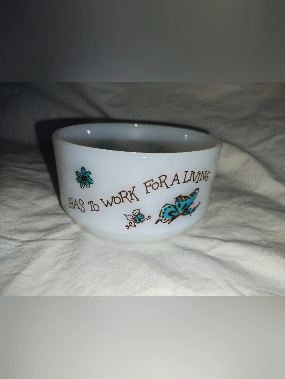 Vintage Fire King Saturdays Child Milk Glass Cottage Cheese Bowl Snack
